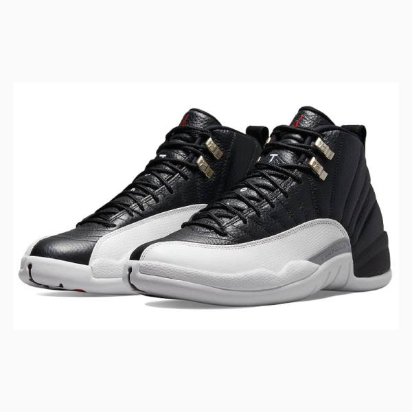 Air Jordan 12 Nike Playoffs Zapatillas Baloncesto Hombre Negras Blancas | JD-351BI