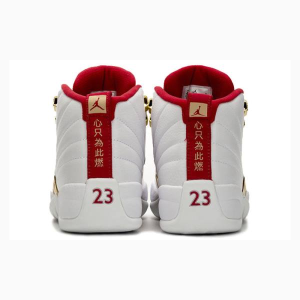 Air Jordan 12 Nike Retro FIBA Zapatillas Baloncesto Hombre Blancas Rojas | JD-092WY