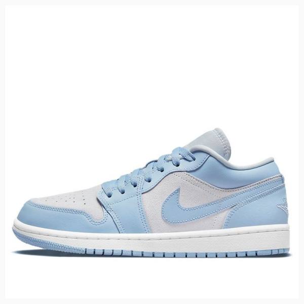 Air Jordan 1 Nike Low Football Grey Aluminum Zapatillas Mujer Azules Blancas | JD-714XE