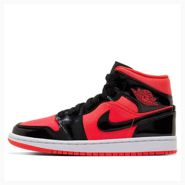 Air Jordan 1 Nike Mid Bright Crimson Zapatillas Baloncesto Mujer Rojas Negras | JD-915QA