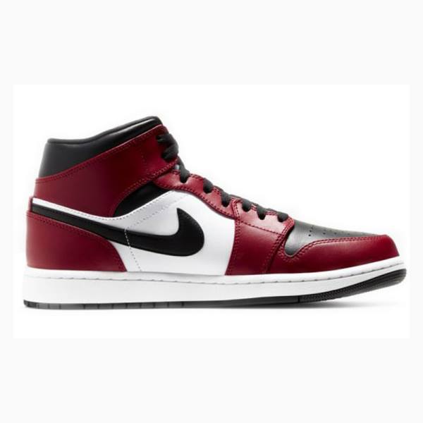 Air Jordan 1 Nike Mid Chicago Zapatillas Baloncesto Hombre Negras Blancas Rojas | JD-436NE