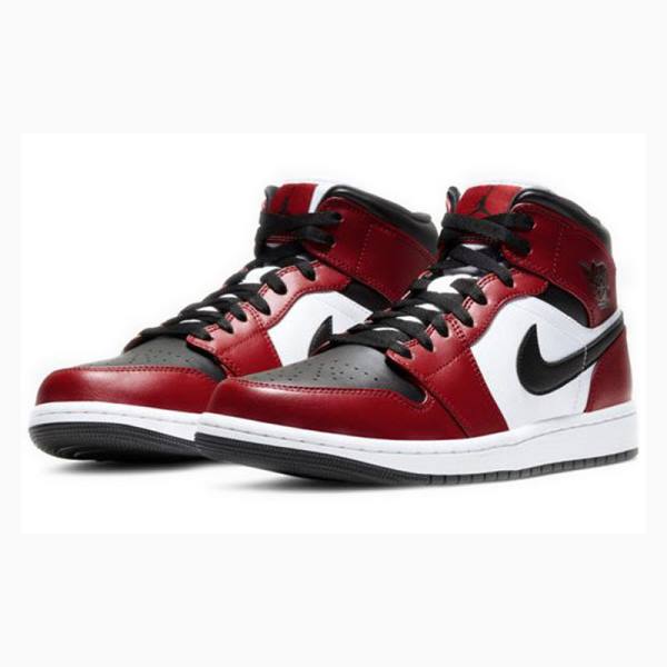 Air Jordan 1 Nike Mid Chicago Zapatillas Baloncesto Hombre Negras Blancas Rojas | JD-436NE