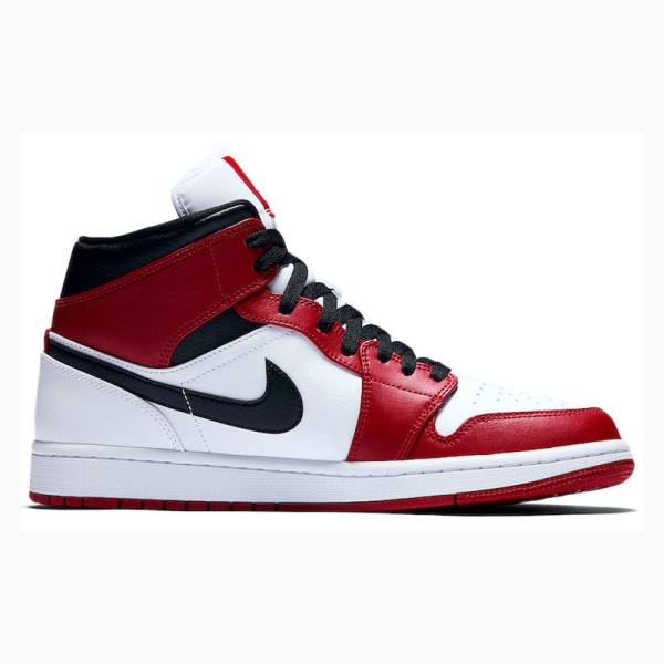 Air Jordan 1 Nike Mid Chicago Zapatillas Baloncesto Hombre Blancas Negras Rojas | JD-891CB