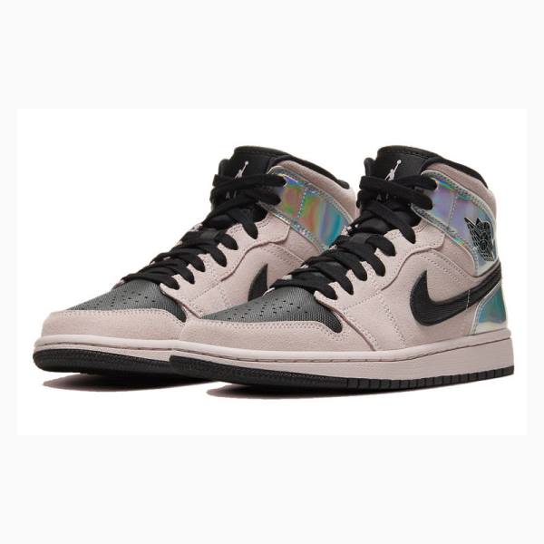 Air Jordan 1 Nike Mid Iridescent Zapatillas Baloncesto Mujer Rosas Negras | JD-512EL