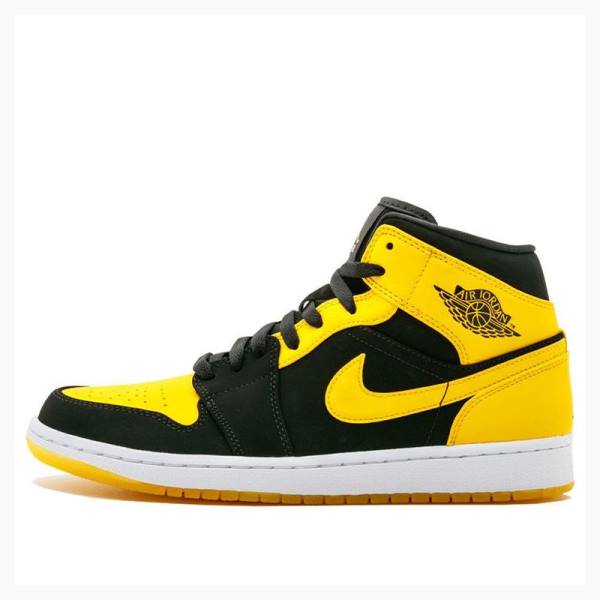 Air Jordan 1 Nike Mid New Love Zapatillas Baloncesto Hombre Negras Amarillo | JD-431RC