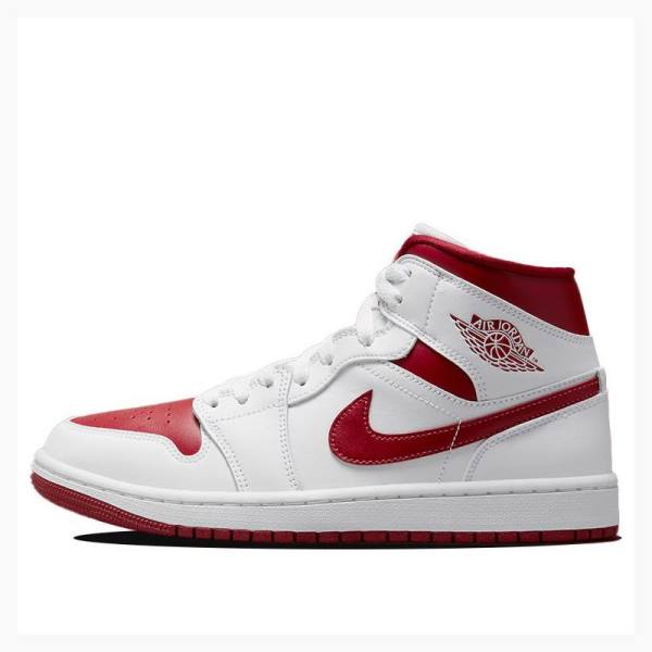 Air Jordan 1 Nike Mid Reverse Chicago Zapatillas Baloncesto Mujer Blancas Rojas | JD-236AL