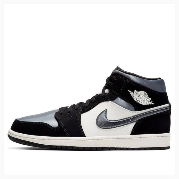 Air Jordan 1 Nike Mid SE Smoke Zapatillas Baloncesto Hombre Negras Gris | JD-528RW