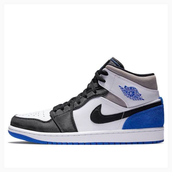 Air Jordan 1 Nike Mid SE Zapatillas Baloncesto Hombre Negras Blancas Azules | JD-910UB