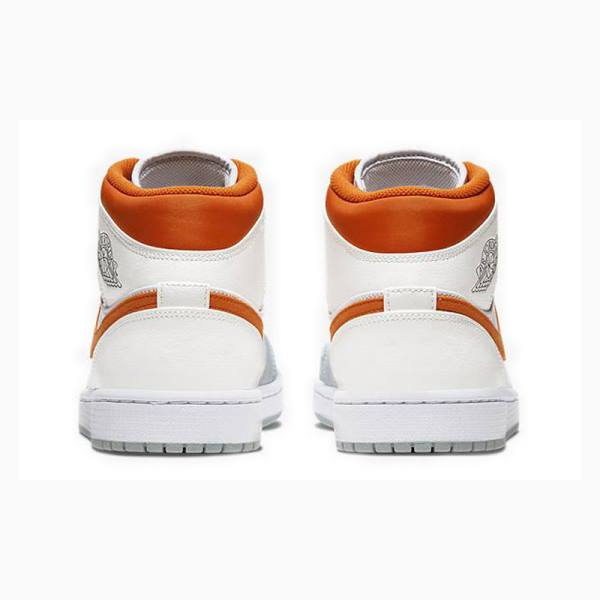 Air Jordan 1 Nike Mid Starfish Zapatillas Baloncesto Hombre Blancas Gris Naranjas | JD-934CW