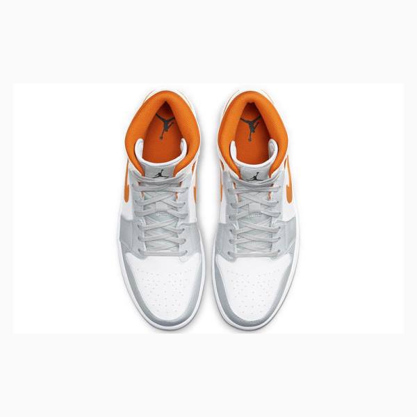 Air Jordan 1 Nike Mid Starfish Zapatillas Baloncesto Hombre Blancas Gris Naranjas | JD-934CW