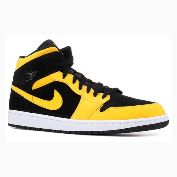 Air Jordan 1 Nike Mid Zapatillas Baloncesto Hombre Negras Amarillo | JD-028TN