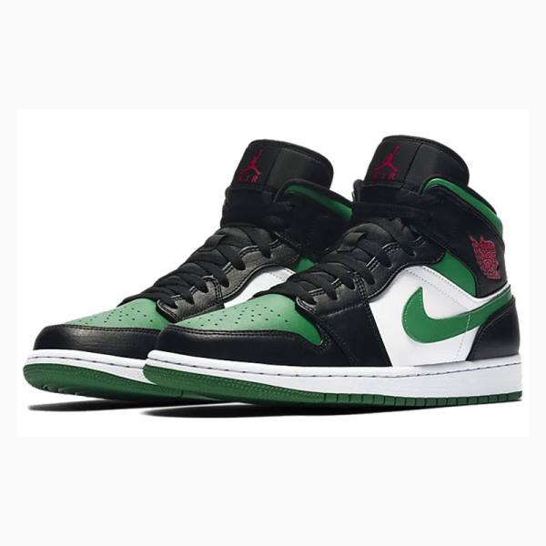 Air Jordan 1 Nike Mid Zapatillas Baloncesto Hombre Negras Verde | JD-059DM