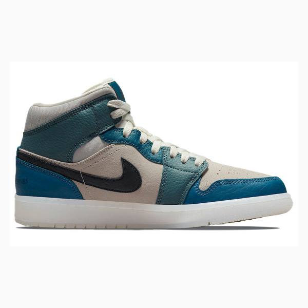 Air Jordan 1 Nike Mid Zapatillas Baloncesto Mujer Azules Blancas Rojas | JD-064HW