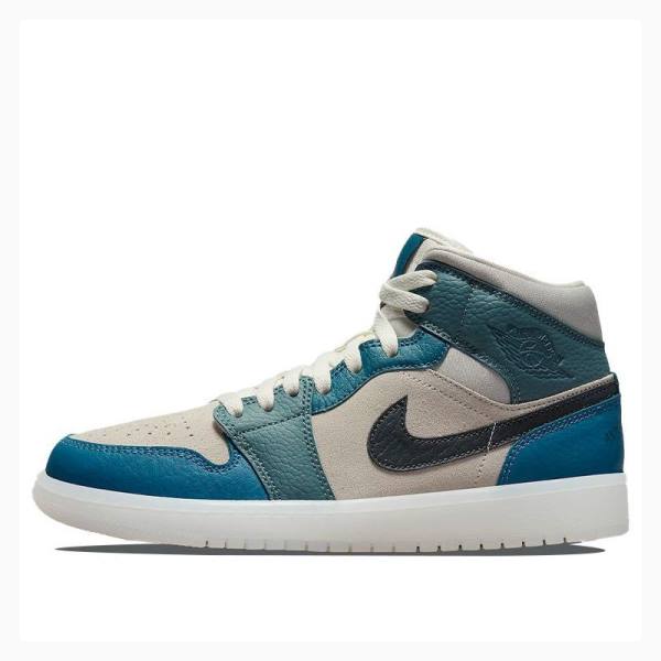 Air Jordan 1 Nike Mid Zapatillas Baloncesto Mujer Azules Blancas Rojas | JD-064HW