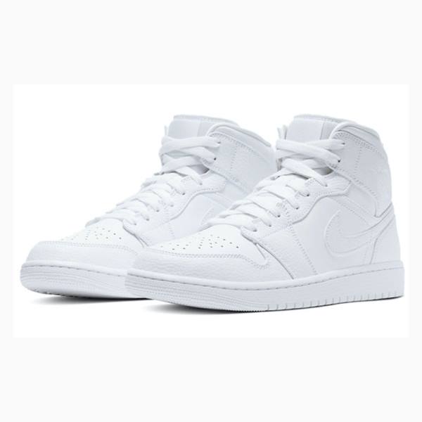 Air Jordan 1 Nike Mid Zapatillas Baloncesto Hombre Blancas | JD-078BS