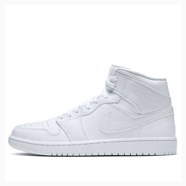 Air Jordan 1 Nike Mid Zapatillas Baloncesto Hombre Blancas | JD-078BS