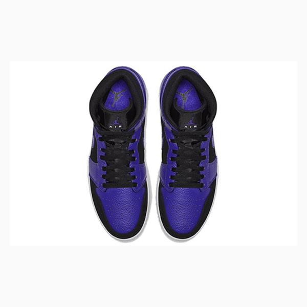 Air Jordan 1 Nike Mid Zapatillas Baloncesto Hombre Negras Moradas | JD-120LP