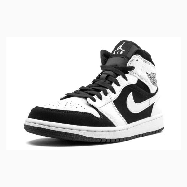 Air Jordan 1 Nike Mid Zapatillas Baloncesto Hombre Blancas Negras | JD-184MQ