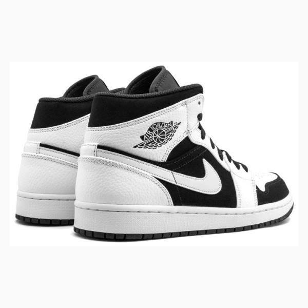 Air Jordan 1 Nike Mid Zapatillas Baloncesto Hombre Blancas Negras | JD-184MQ