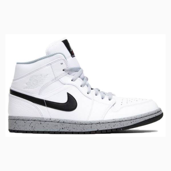 Air Jordan 1 Nike Mid Zapatillas Baloncesto Hombre Blancas Negras | JD-265EJ