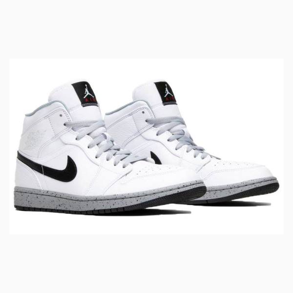 Air Jordan 1 Nike Mid Zapatillas Baloncesto Hombre Blancas Negras | JD-265EJ