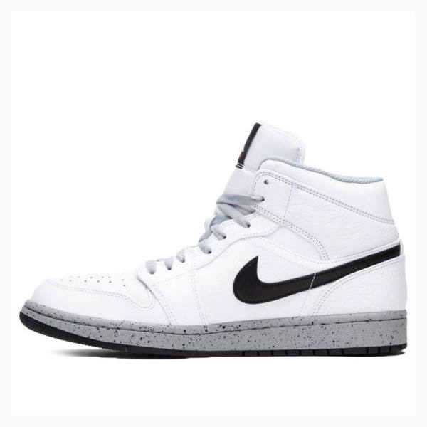 Air Jordan 1 Nike Mid Zapatillas Baloncesto Hombre Blancas Negras | JD-265EJ