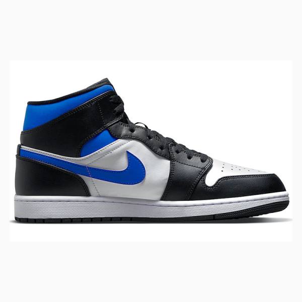 Air Jordan 1 Nike Mid Zapatillas Baloncesto Hombre Blancas Negras Azules | JD-305QN