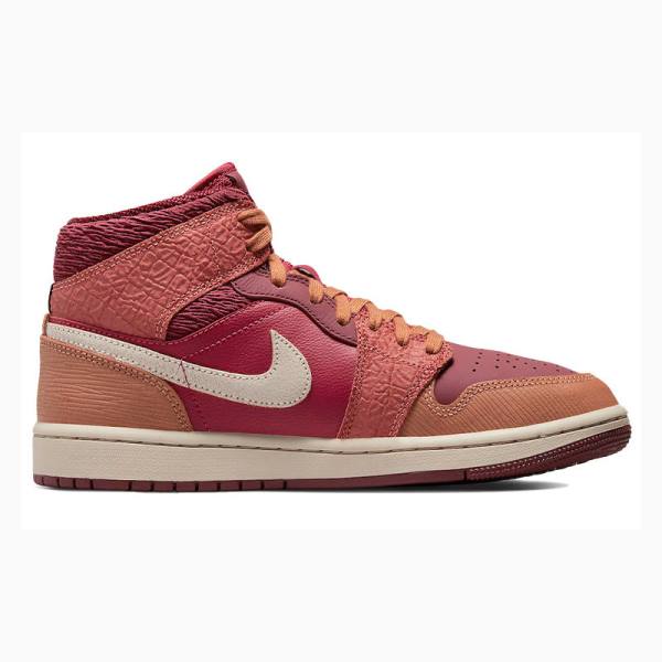 Air Jordan 1 Nike Mid Zapatillas Baloncesto Mujer Rojas | JD-317TC