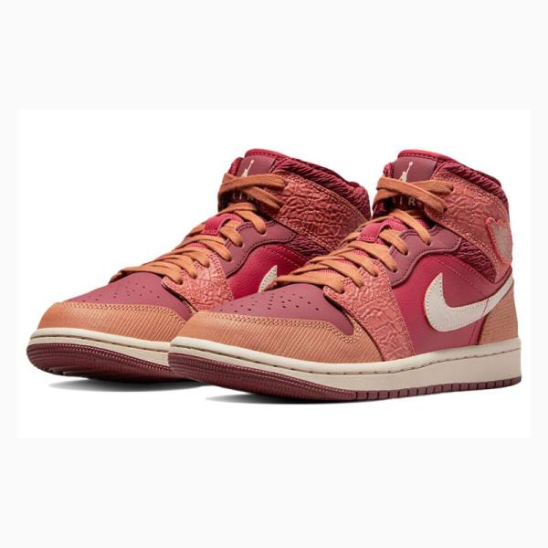 Air Jordan 1 Nike Mid Zapatillas Baloncesto Mujer Rojas | JD-317TC