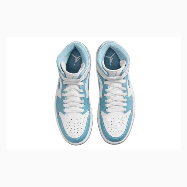 Air Jordan 1 Nike Mid Zapatillas Baloncesto Mujer Blancas Azules | JD-360GP