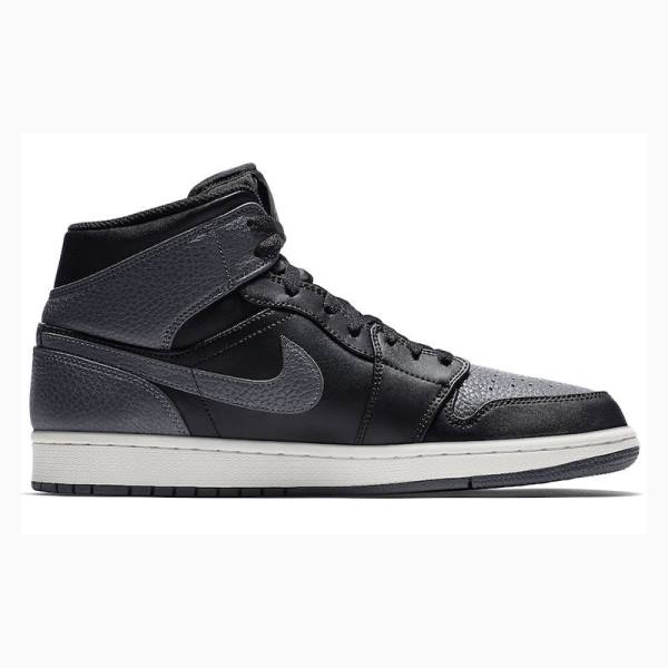 Air Jordan 1 Nike Mid Zapatillas Baloncesto Hombre Negras Gris Oscuro | JD-365DX