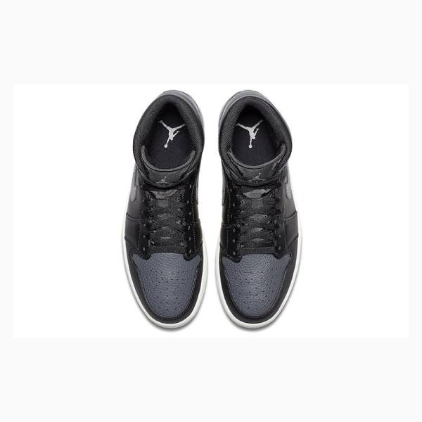 Air Jordan 1 Nike Mid Zapatillas Baloncesto Hombre Negras Gris Oscuro | JD-365DX