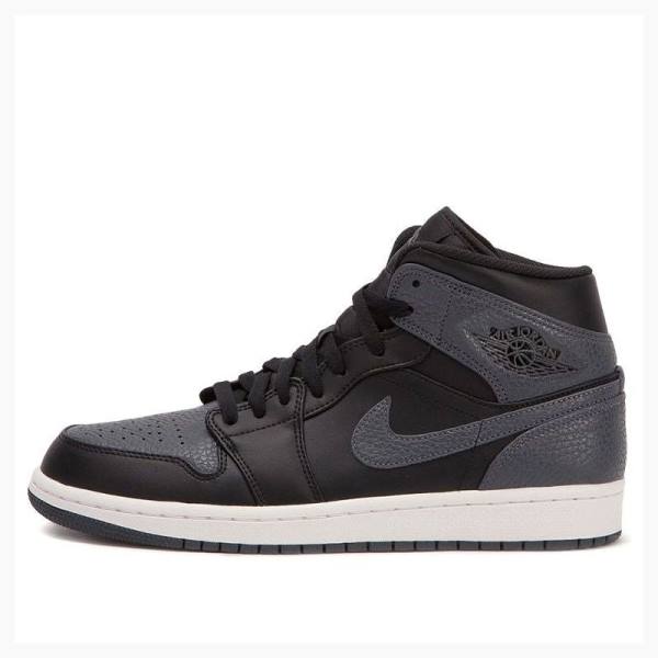 Air Jordan 1 Nike Mid Zapatillas Baloncesto Hombre Negras Gris Oscuro | JD-365DX