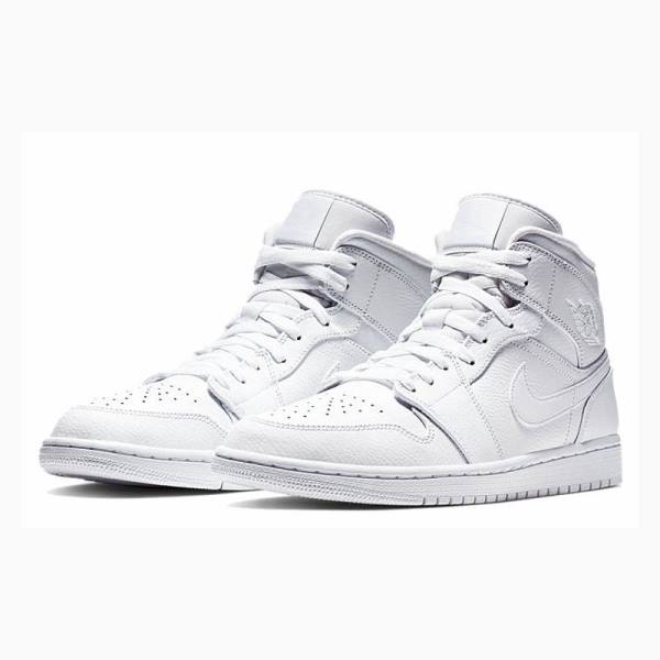 Air Jordan 1 Nike Mid Zapatillas Baloncesto Hombre Blancas | JD-429UT