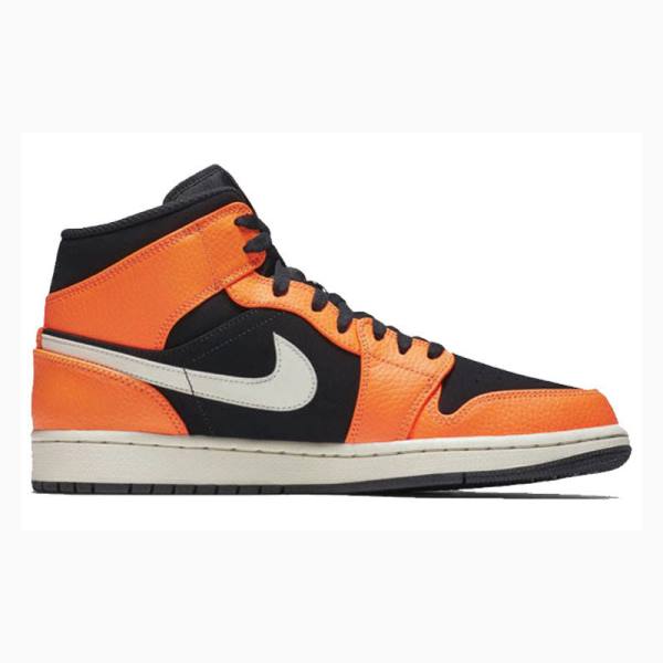 Air Jordan 1 Nike Mid Zapatillas Baloncesto Hombre Naranjas Negras | JD-518CF