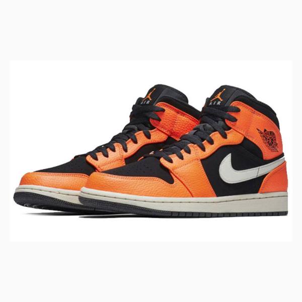 Air Jordan 1 Nike Mid Zapatillas Baloncesto Hombre Naranjas Negras | JD-518CF