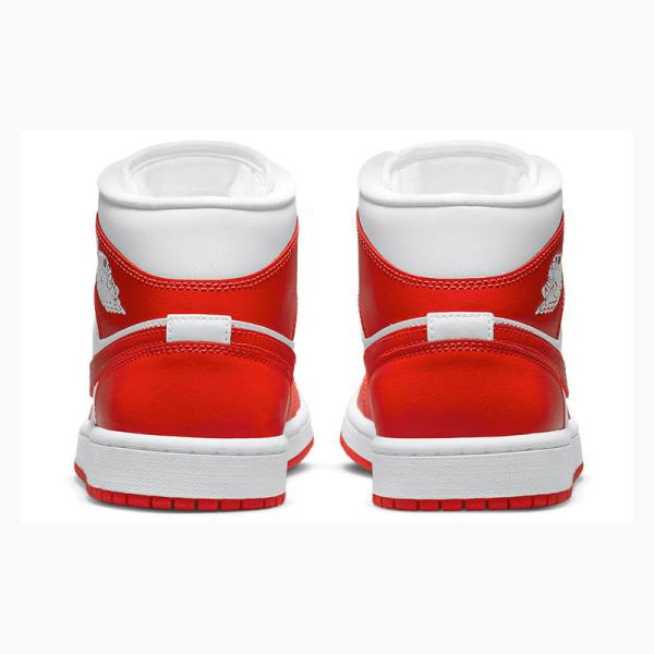 Air Jordan 1 Nike Mid Zapatillas Baloncesto Mujer Rojas Blancas | JD-518UY