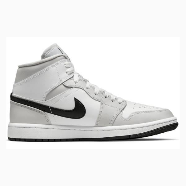 Air Jordan 1 Nike Mid Zapatillas Baloncesto Mujer Blancas Gris Negras | JD-528ZU