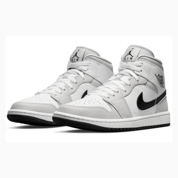 Air Jordan 1 Nike Mid Zapatillas Baloncesto Mujer Blancas Gris Negras | JD-528ZU