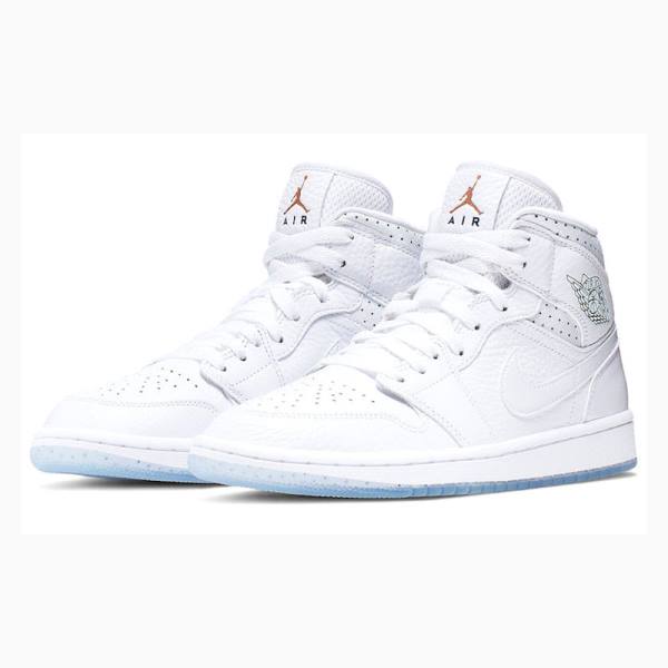 Air Jordan 1 Nike Mid Zapatillas Baloncesto Mujer Blancas | JD-537GS