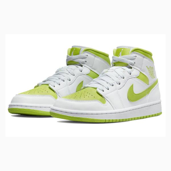 Air Jordan 1 Nike Mid Zapatillas Baloncesto Mujer Blancas Verde | JD-632ZQ