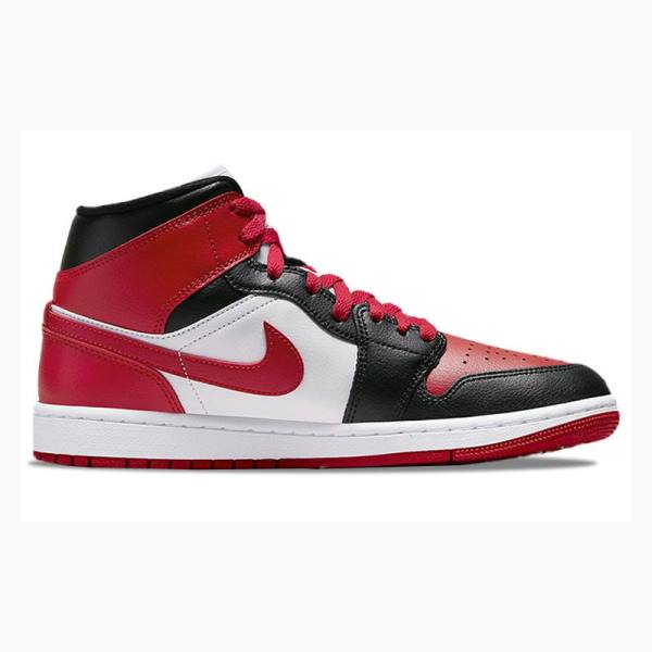 Air Jordan 1 Nike Mid Zapatillas Baloncesto Mujer Negras Rojas | JD-670FU