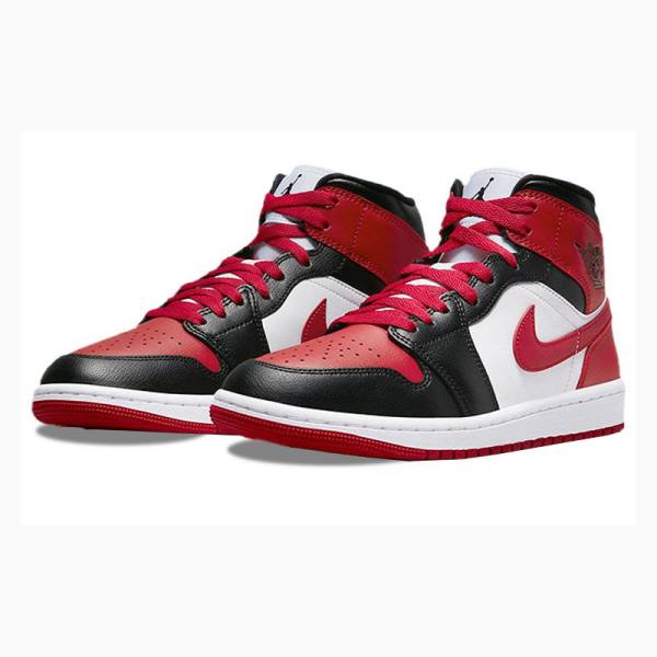 Air Jordan 1 Nike Mid Zapatillas Baloncesto Mujer Negras Rojas | JD-670FU