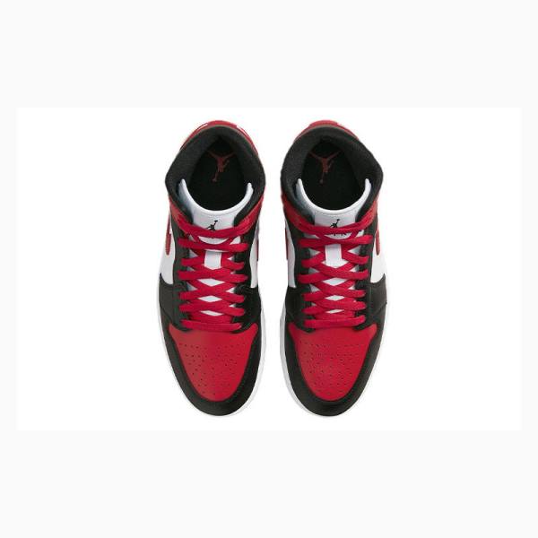 Air Jordan 1 Nike Mid Zapatillas Baloncesto Mujer Negras Rojas | JD-670FU