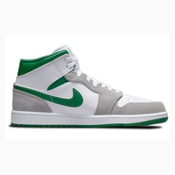 Air Jordan 1 Nike Mid Zapatillas Baloncesto Hombre Blancas Gris Verde | JD-672JU