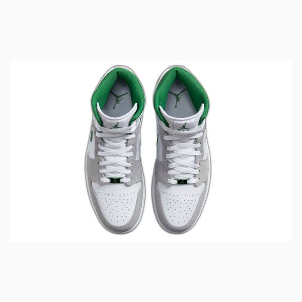 Air Jordan 1 Nike Mid Zapatillas Baloncesto Hombre Blancas Gris Verde | JD-672JU