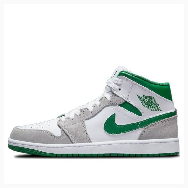 Air Jordan 1 Nike Mid Zapatillas Baloncesto Hombre Blancas Gris Verde | JD-672JU