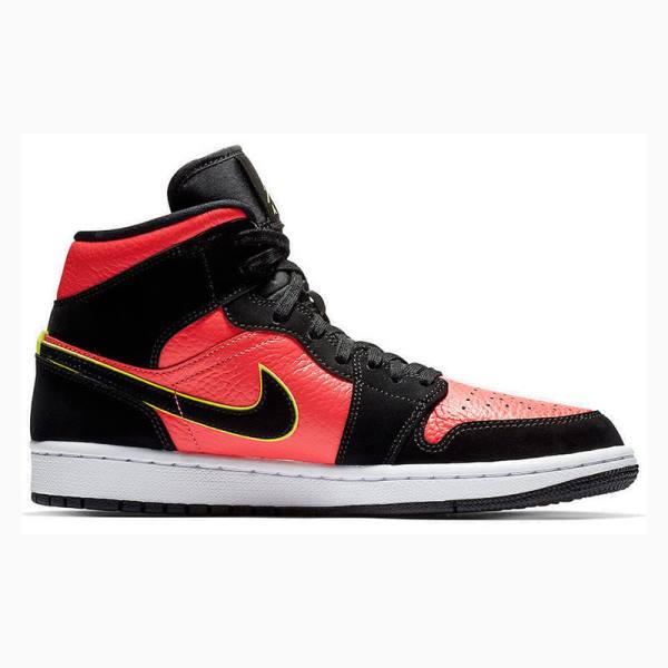 Air Jordan 1 Nike Mid Zapatillas Baloncesto Mujer Negras Rojas | JD-678TD