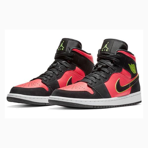 Air Jordan 1 Nike Mid Zapatillas Baloncesto Mujer Negras Rojas | JD-678TD