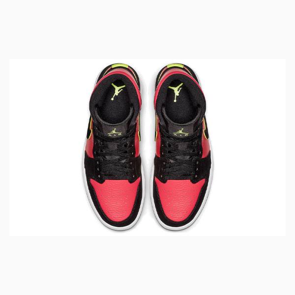 Air Jordan 1 Nike Mid Zapatillas Baloncesto Mujer Negras Rojas | JD-678TD